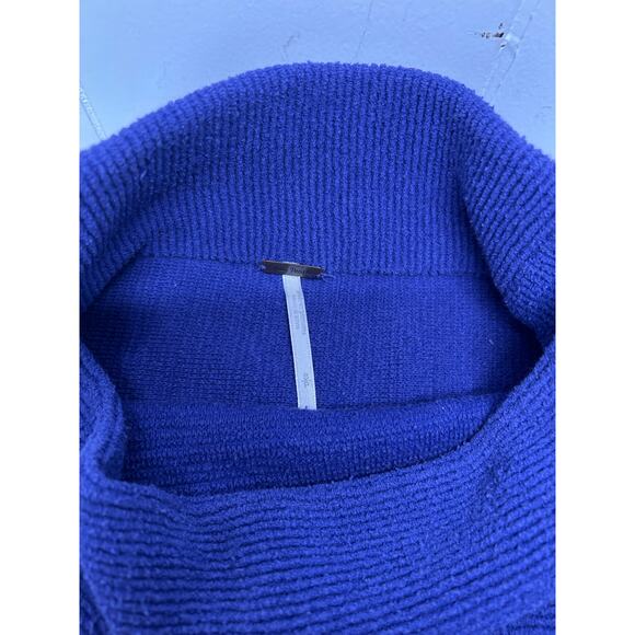Free People Ottoman Slouchy Ribbed Mock Neck Tunic Length Sweater In Blue Size S - Picture 5 of 6